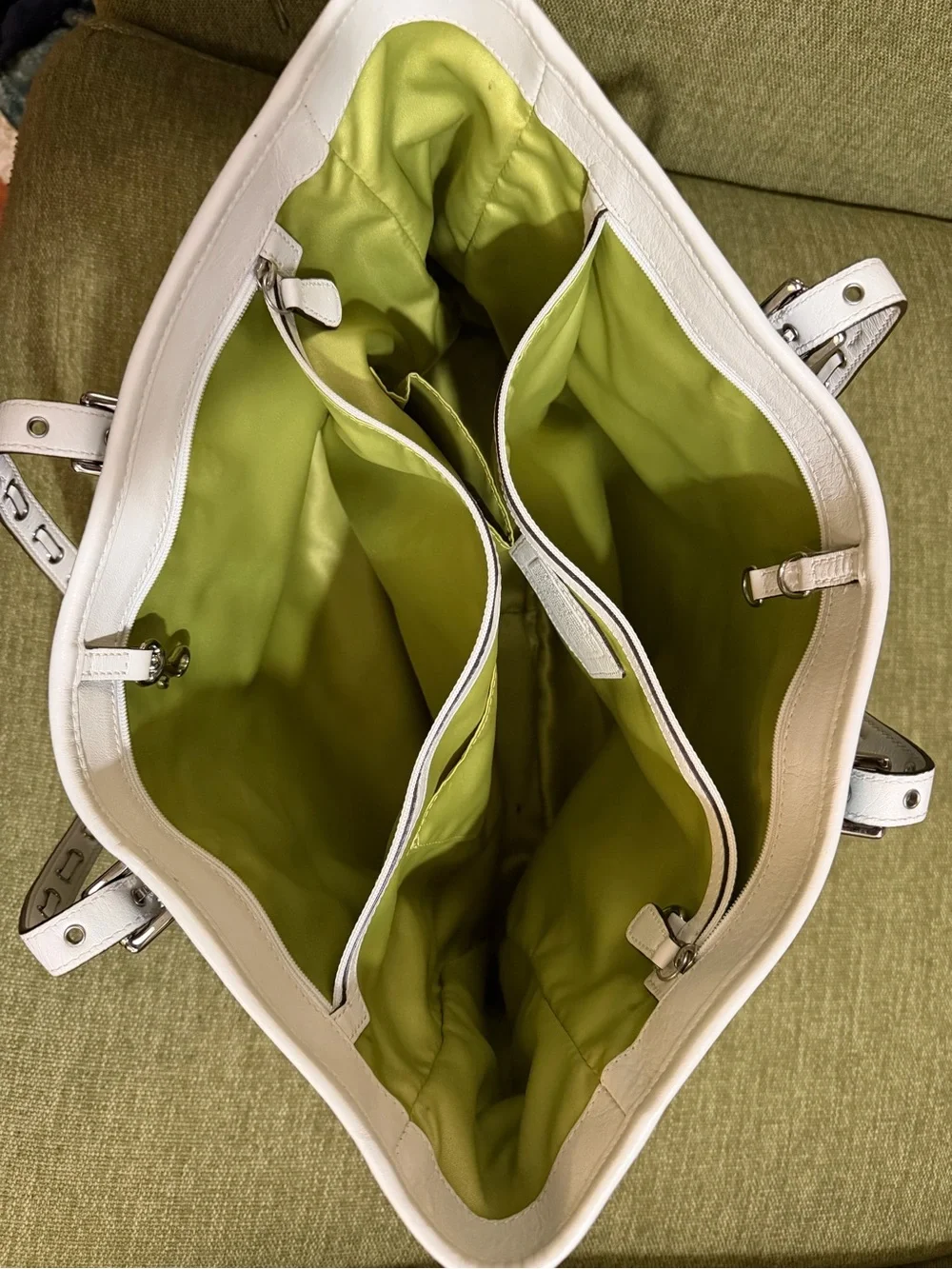 Coach Multicolor Suede Tote with White Leather Handles